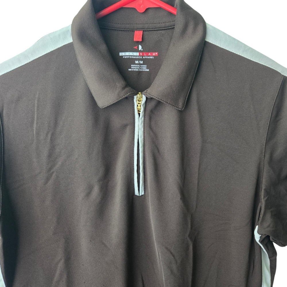 Grand Slam women's Brown Quarter Zip Performance Golf Tennis Polo Shirt Size M
